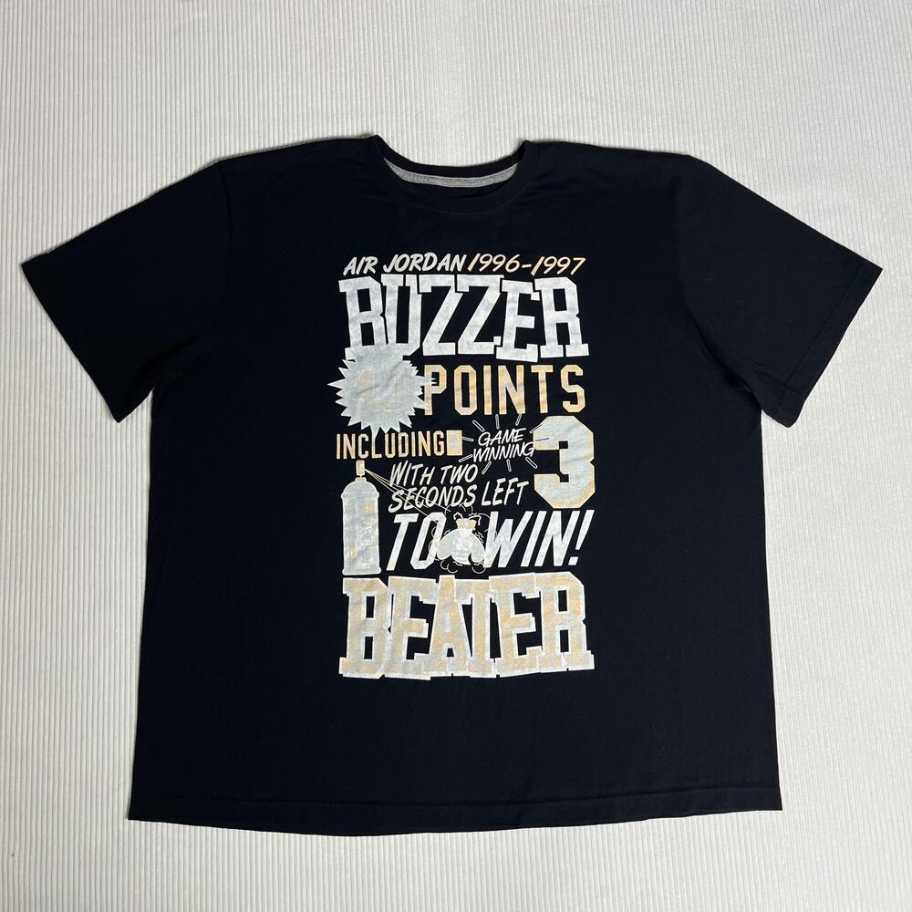 Y2k Jordan Shirt Mens 3XL Black Buzzer Beater 1996-1997 Air Jordan Graphic Tee